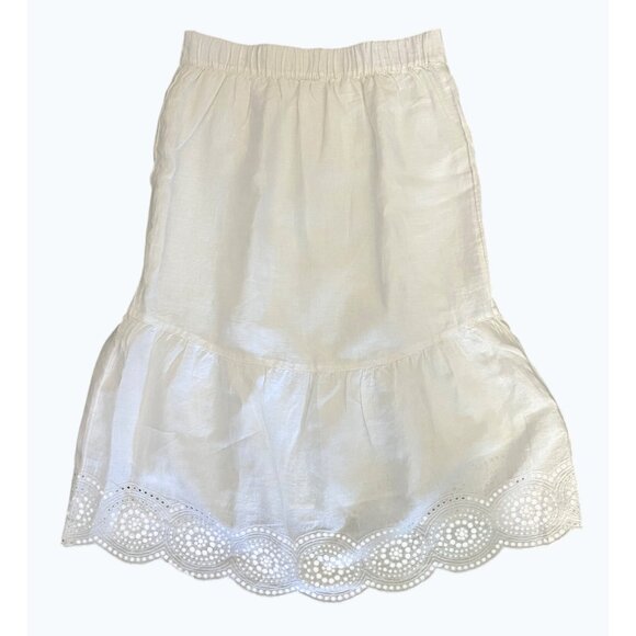Joie White Eyelet Crop Top & Skirt Set Size L 100% Linen Sleeveless Boho Chic - Picture 9 of 13